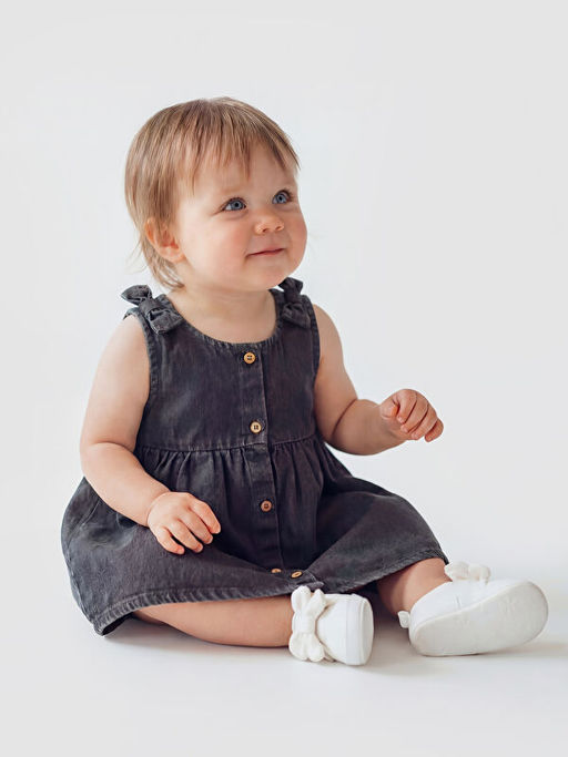 Fiyonk Detayl? K?z Bebek Jean Elbise