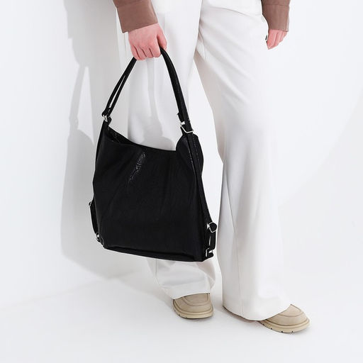 Сумка женская мешок на молнии, цвет чёрный - Simaland фото 8