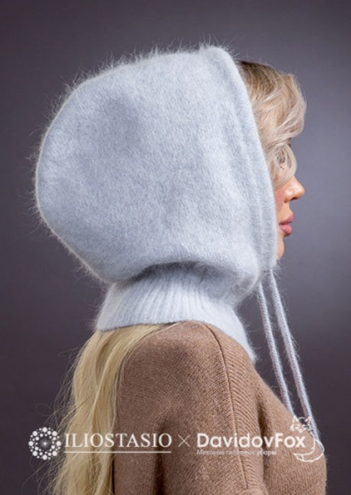 Капор ангора серо-голубой