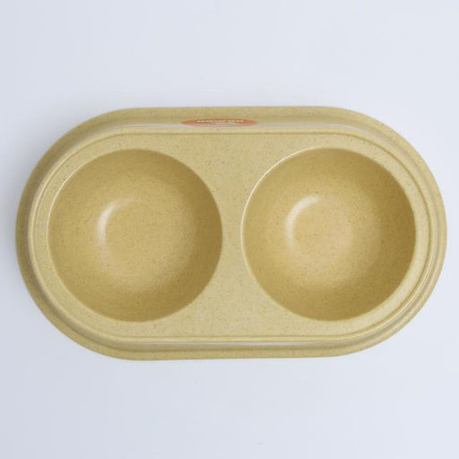 Миска бамбуковая двойная, 23,5 х 13 х 5 см, желтая - Пижон фото 4