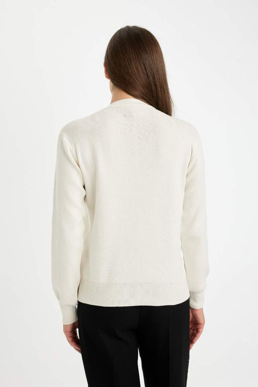 Кардиган стандартного кроя с круглым вырезом - Defacto фото 6