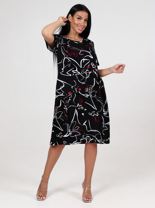 855 ПЛАТЬЕ ЖЕНСКОЕ (Узоры на черном) - А-дина фото 3