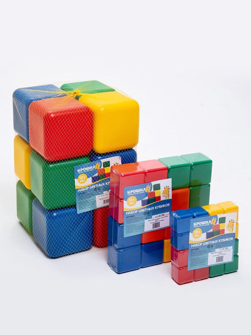 Цена за 3 шт. Кубики детские, пластиковые, цветные, 9 штук, 4×4 см