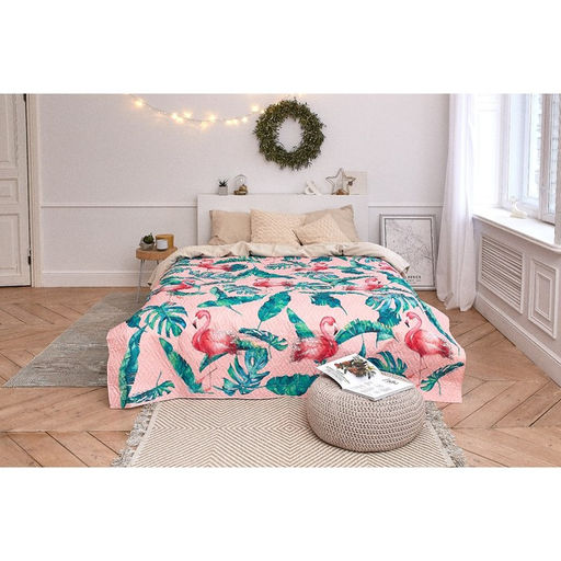 Покрывало "Этель" 1,5 сп Tropical flamingo, 140*210±2 см, микрофибра