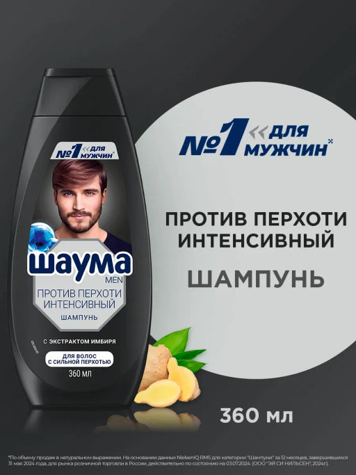 ШАУМА шампунь 360мл Мужской от перхоти INTENSIVE