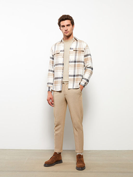 Oversize Uzun Kollu Ekose Gabardin Erkek G?mlek Ceket