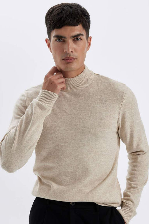 Slim Fit Dar Kesim Yar?m Bal?kc? Yaka Basic Duz Triko Kazak - Defacto фото 2