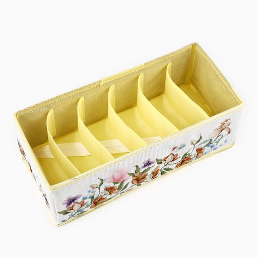 Органайзер для хранения, кофр для белья 6 ячеек Цветы, 32?15?10 см