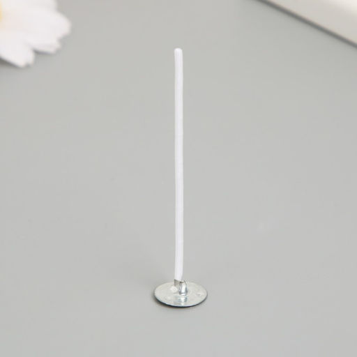 Цена за 100 шт. Фитиль для свечи хлопок, металл белый 6 см