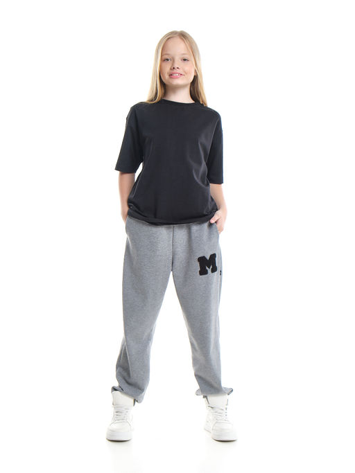 Брюки спортивные с эмблемой 22-7611 светло-серый меланж - Mini maxi фото 12