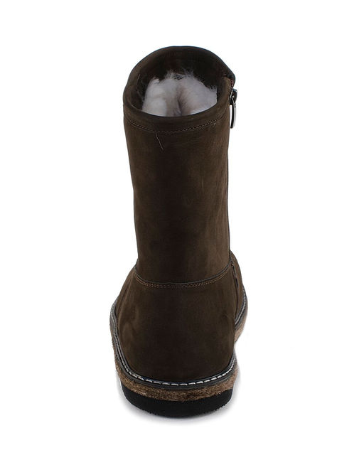 Полусапоги мужские на войлочной подошве, Коричневые. Нубук. Молния.