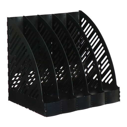 Лоток для бумаг А4, вертикальный, 5 отделений, чёрный