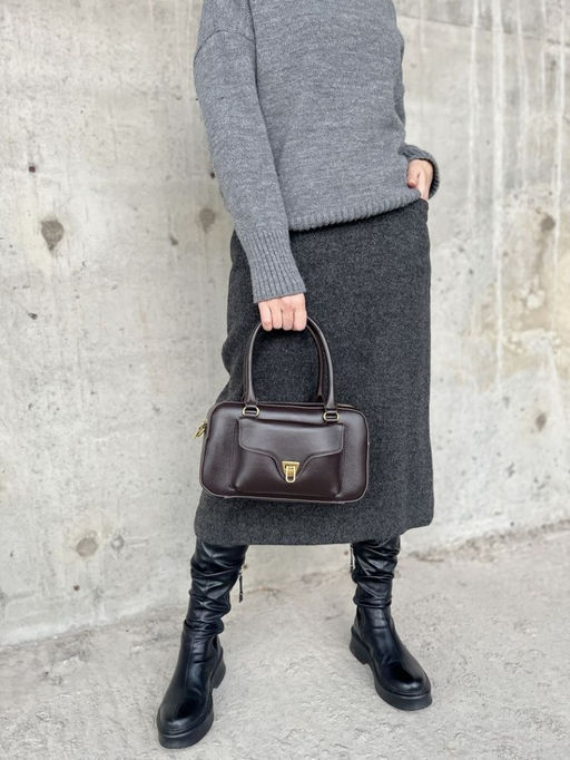 Женская кожаная сумка бочонок 3132 Кофе