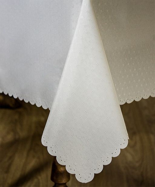 Скатерть арт. 3605/130/2, прямоугольная, 130 см х 180 см, ТЕФЛОНОВОЕ ПОКРЫТИЕ, цвет ЭКРЮ, низ - подгибка и прошивка с укреплением на флизелин