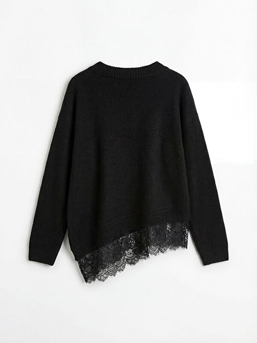 V Yaka Dantel Detayl? Kad?n Triko Kazak