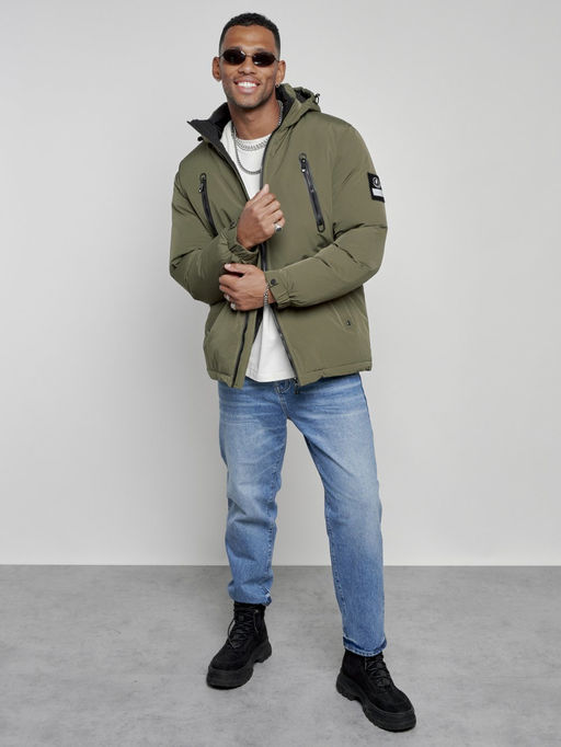 Куртка спортивная мужская зимняя с капюшоном цвета хаки 8360Kh - Wonderrman фото 17
