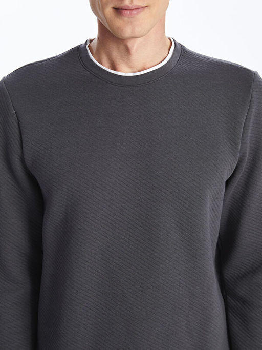 Bisiklet Yaka Uzun Kollu Erkek Sweatshirt