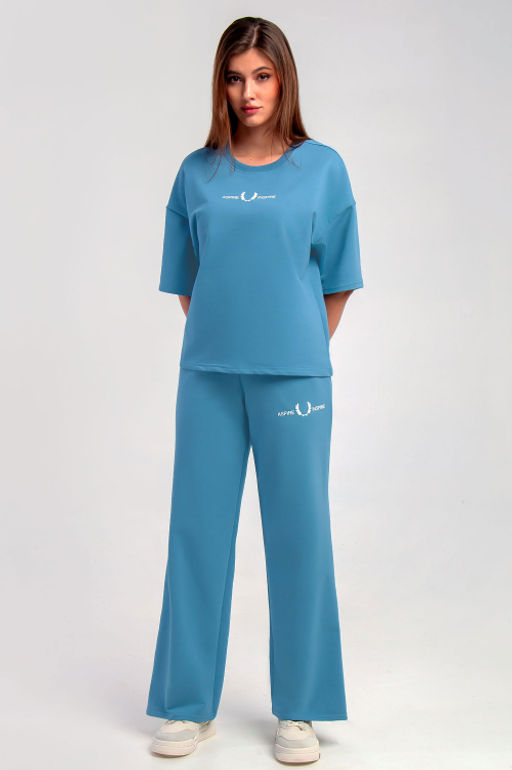 Арт. 2364 Костюм с брюками женский 44-50 (4 шт) Цвет:верх-голубой,низ-голубой - Калинка фото 4