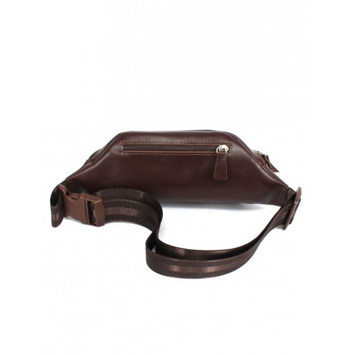 Сумка мужская натуральная кожа (на пояс) Croco-856, 1 отд, коричневый матовый (5) 263789  фото 2