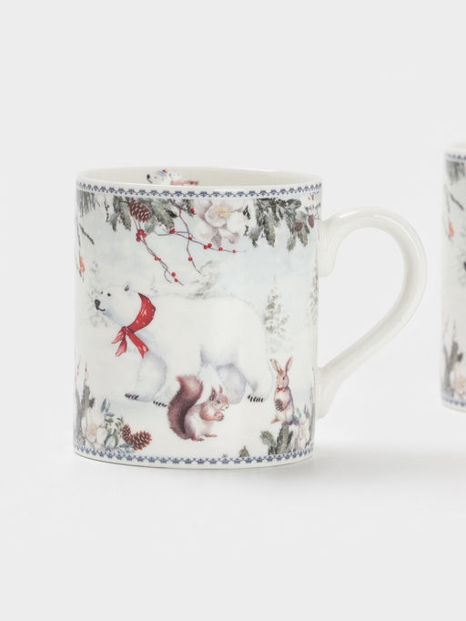 Набор кружек новогодних «Белый мишка», 2 шт., 220 мл, керамика, подарочная упаковка, белый