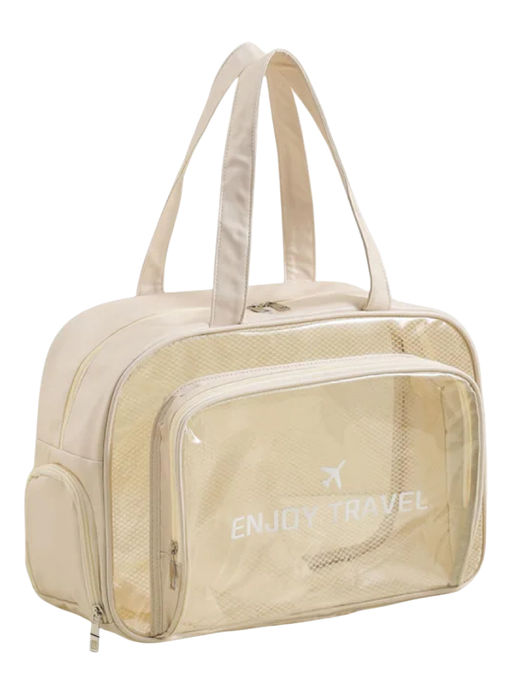 Kristaller Сумка-косметичка унисекс прозрачная с отделением для обуви, бежевый