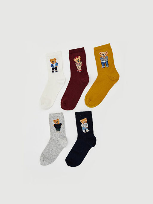 Ay? Teddy Bask?l? Kad?n Soket ?orap 5li