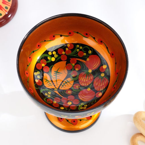 Конфетница на ножке «Сласть», 14.5×15 см, дерево, хохлома