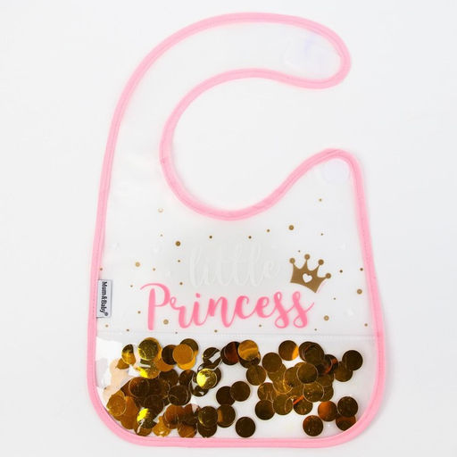 Нагрудник для кормления M&B «Little» непромокаемый на липучке, внутри с конфетти, виды МИКС