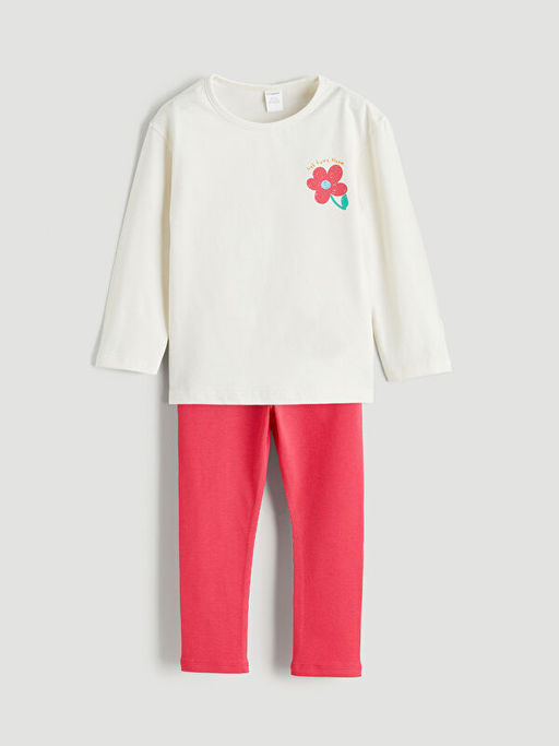 ?i?ek Bask?l? K?z ?ocuk Ti??rt ve Tayt