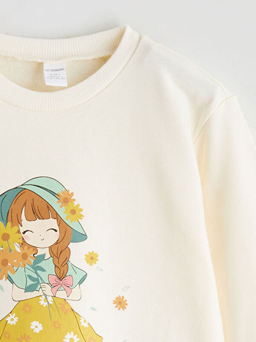 Bisiklet Yaka Bask?l? K?z ?ocuk Sweatshirt 2li