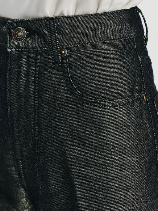 Джинсы зауженные PIPE-STRAIGHT с высокой посадкой с люрексовой нитью / Zarina