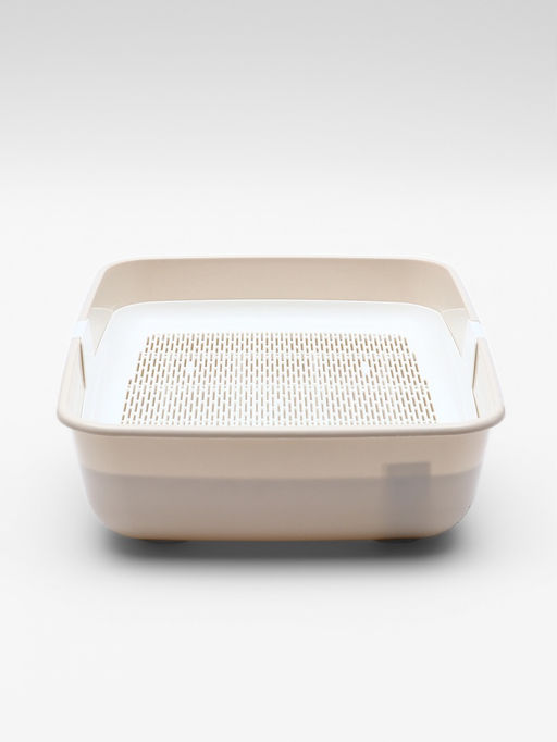 Лоток для кошек ALTA, 50×38×13.5 см, с сеткой, плвстик, белый, бежевый