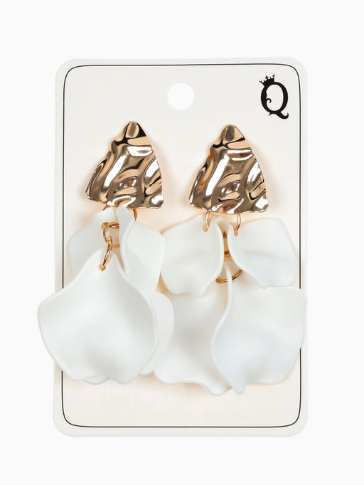 Серьги ассорти Ветер мятые треугольники, цвет бело-золотой