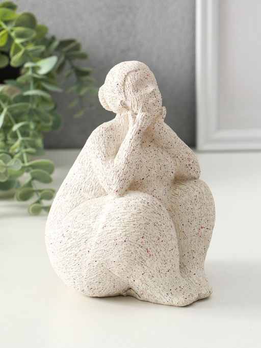 Сувенир полистоун "Пышечка. Удивление" белый песок 11,5х11х16см