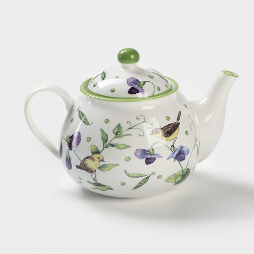Заварочный чайник Доляна Зелёный сад, 900 мл, фарфор, белый
