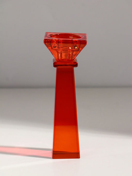 Подсвечник на 1 свечу «Феникс», стекло, оранжевый, d=2.2 см и 4.2 см; 5.5×5.5×16.7 см