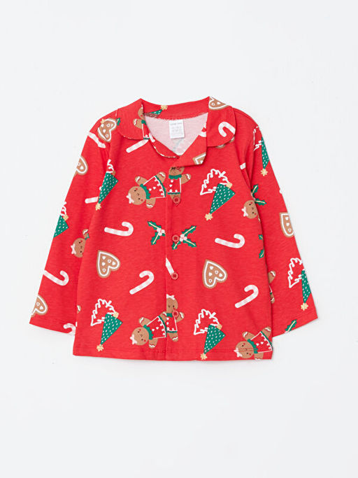 Polo Yaka Uzun Kollu Y?lba?? Temal? K?z Bebek Pijama Tak?m? - Waikiki фото 2