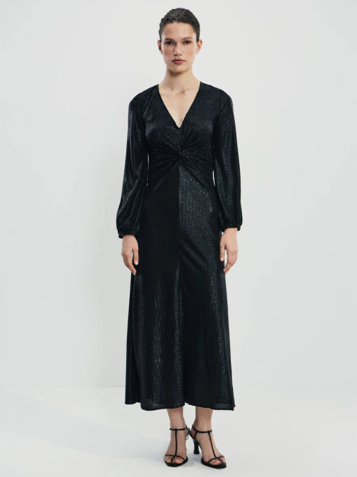 Платье из блестящей ткани с разрезом / Zarina