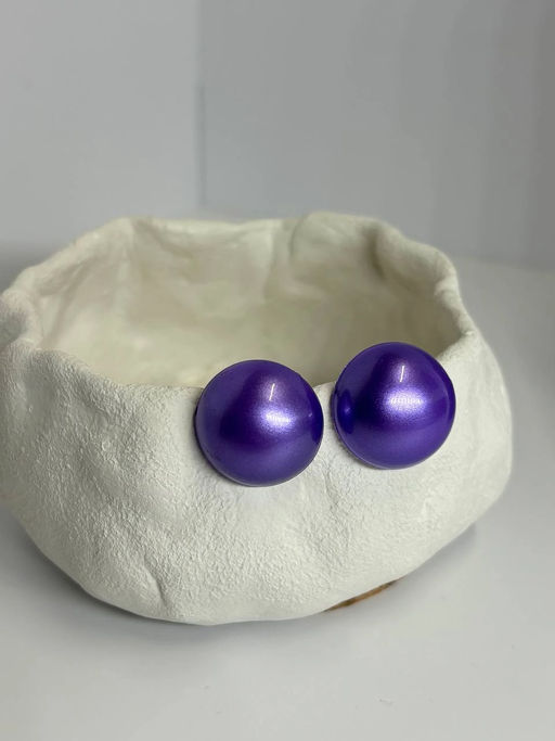 Серьги Пуговки (гвоздики) PW0099 сирень-глянец - Mini maxi фото 5