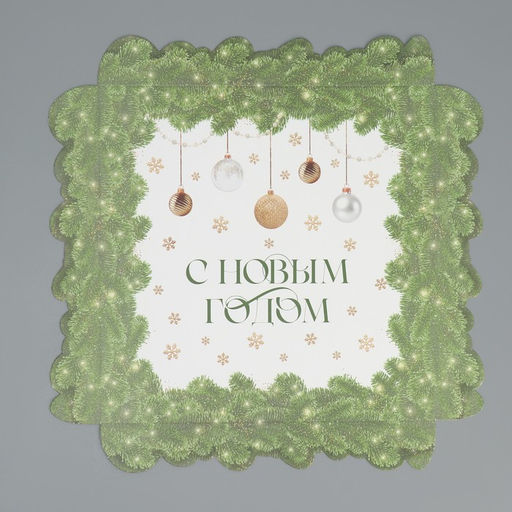 Цена за 5 шт. Коробка для кондитерских изделий с пластиковой крышкой «С Новым годом», 21×21×3 см