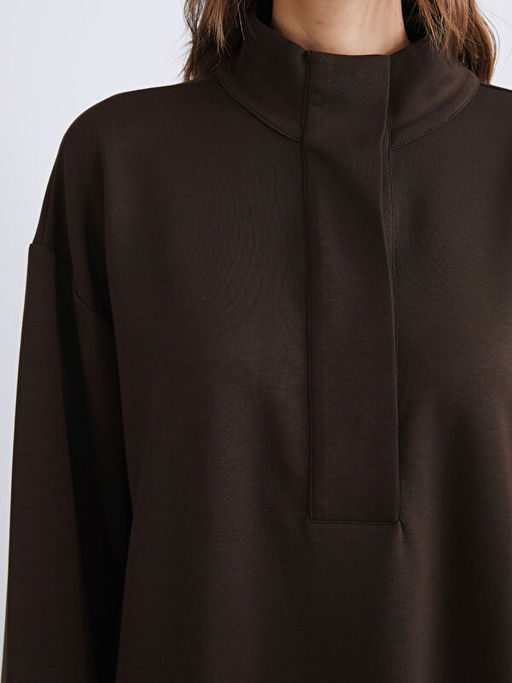 Dik Yaka Oversize Kad?n Sweatshirt Tunik