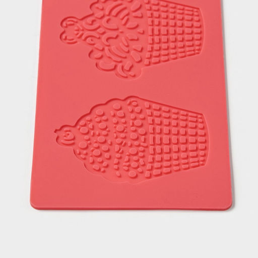 Цена за 2 шт. Коврик для айсинга Доляна «Пироженки», силикон, 37.5×8×0.1 см, красный