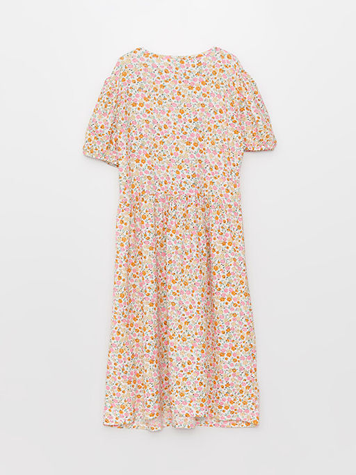 Bisiklet Yaka Desenli K?sa Kollu K?z ?ocuk Elbise - Waikiki фото 2