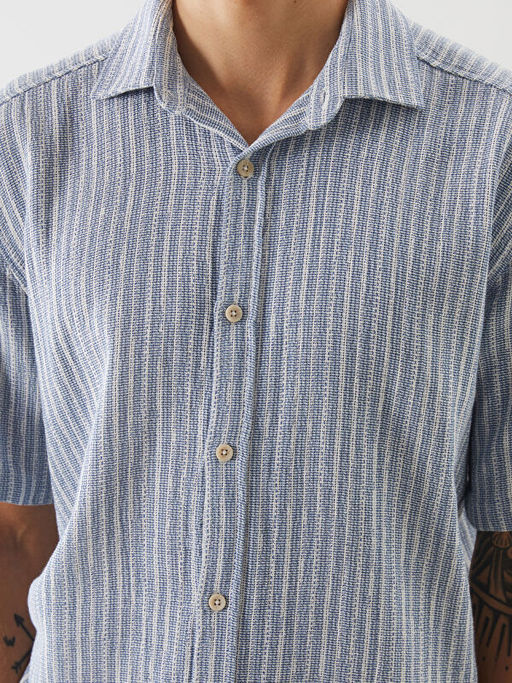 Regular Fit K?sa Kollu ?izgili Erkek G?mlek