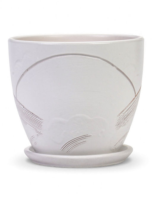 Горшок цветочный с поддоном 1,4 л, d15/h13 см белый керамика, "Голландия" (М)