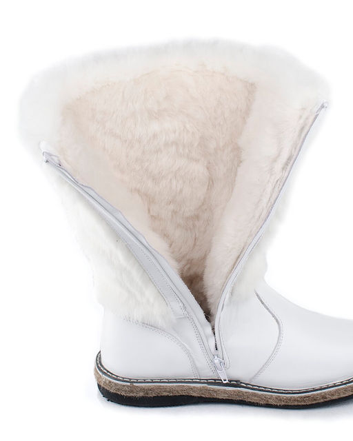 Унты женские на войлочной подошве., Белые.Молния