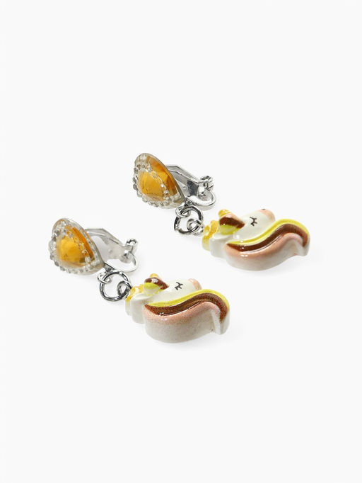 Серьги-клипсы детские «Выбражулька» единорог драгоценность с сердцем кристалл, жёлто-белые