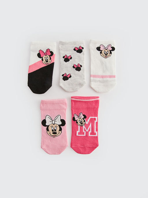 Minnie Mouse Desenli K?z ?ocuk Patik ?orap 5li