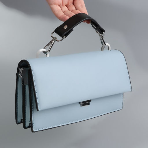 Ручка для сумки, с карабинами, 20 ± 1 см × 2.5 см, цвет чёрный/серебряный