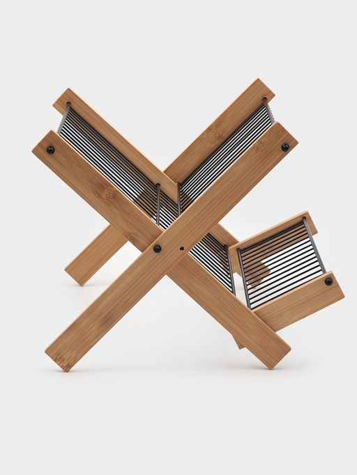 Сушилка для посуды Доляна Meli, 2 уровня, 39.5×34×27.5 см, бамбук, металл, чёрная